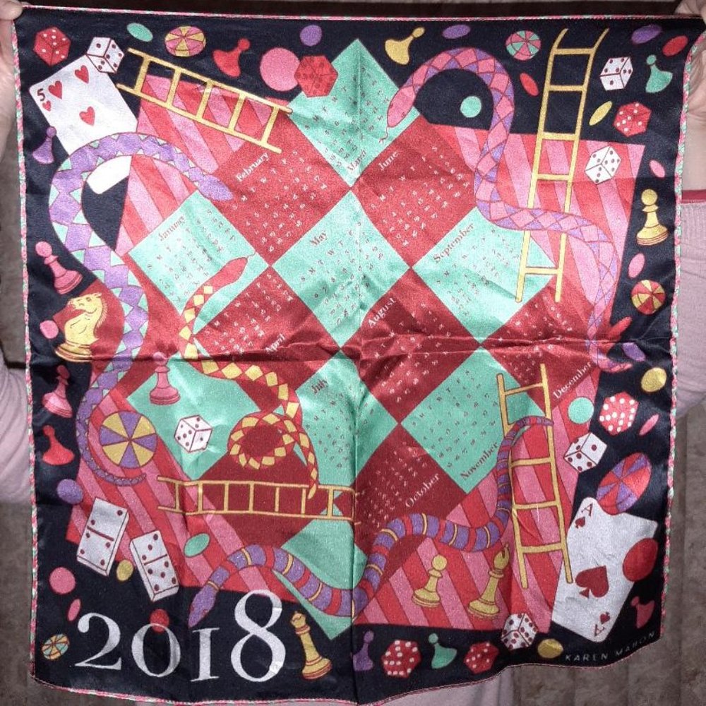 Karen Mabon 2018 calendar print scarf 17" square